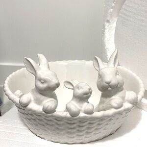 New with Tags- Pottery Barn Bunny Trio Basket Large Serving Bowl -  White NIB #2